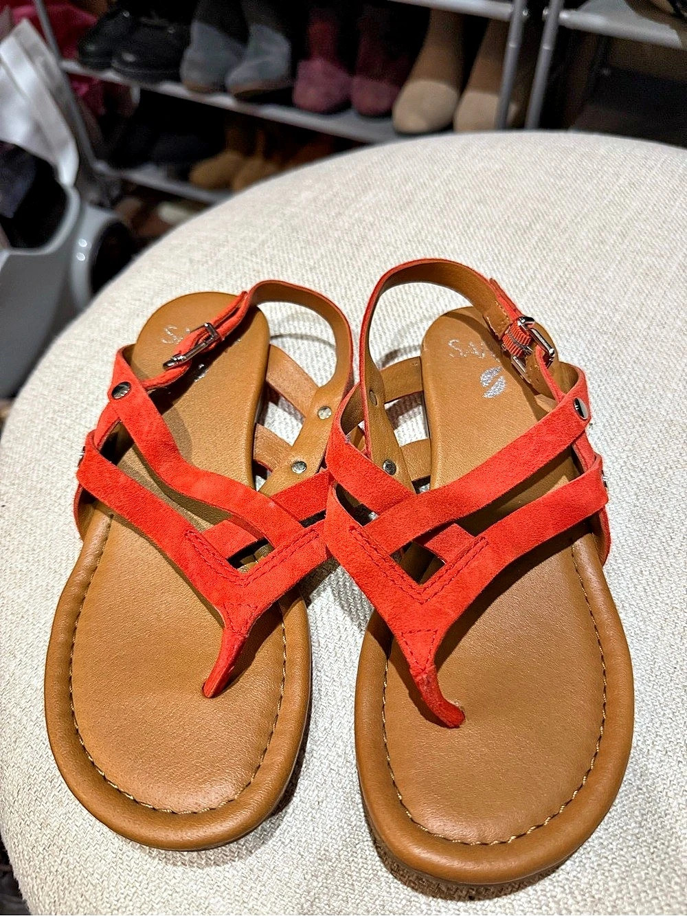 Franco Sarto Gretchen Sandal Orange & Brown Leather US 6M